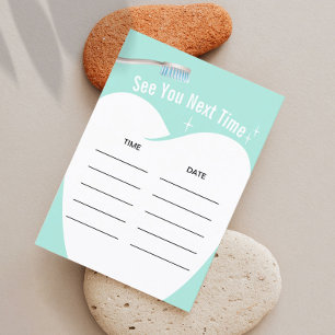 歯医者ミントグリーンデンタルケアアポイントメント 予約カード