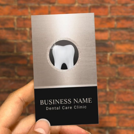 歯医者モダンの歯のロゴ金ゴールド歯科医院写真 名刺