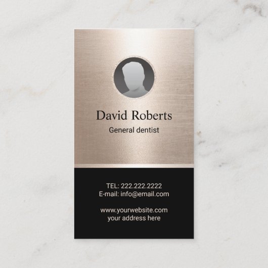 歯医者モダンの歯のロゴ金ゴールド歯科医院写真 名刺 (裏面)