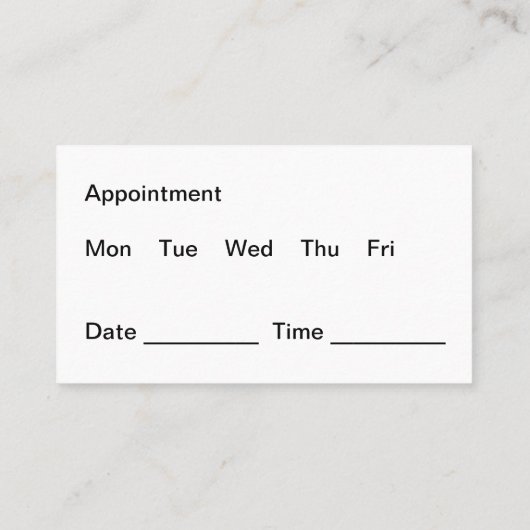 歯医者モダンアポイントメントのアラーム 名刺 (裏面)