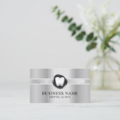 歯医者モダンシルバーメタルラグジュアリー歯科医院 名刺 (スタンド正面)