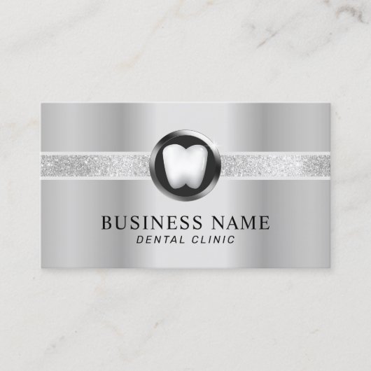 歯医者モダンシルバーメタルラグジュアリー歯科医院 名刺 (正面)
