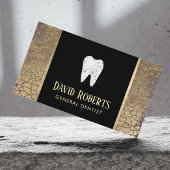 歯医者モダンブラック&金ゴールドデンタルケア 名刺