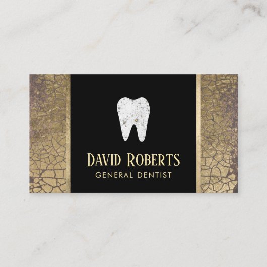 歯医者モダンブラック&金ゴールドデンタルケア 名刺 (正面)