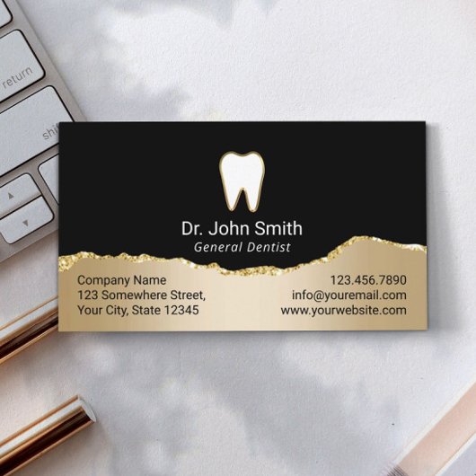 歯医者モダンブラック&金ゴールド歯科アポイントメント 予約カード