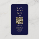 歯医者モダンモノグラムミッドナイトブルー金ゴールド歯科 名刺 (裏面)