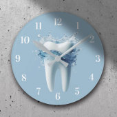 歯医者モダン事務所の歯と水のデンタルケア ラウンド壁時計