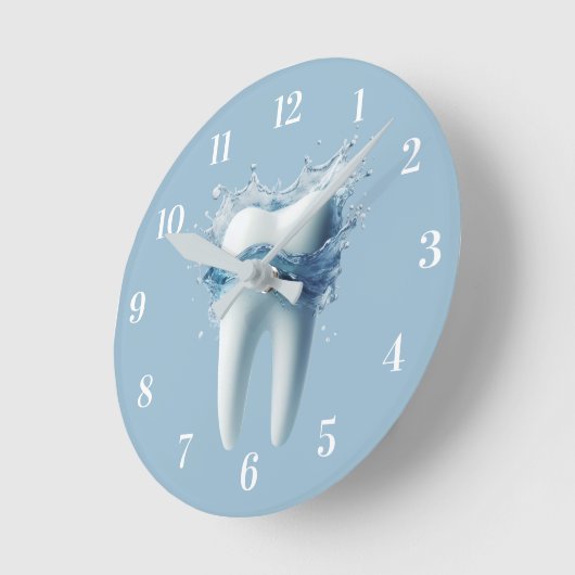 歯医者モダン事務所の歯と水のデンタルケア ラウンド壁時計 (傾斜)