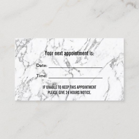 歯医者モダン大理石デンタルケアアポイントメント 予約カード (裏面)