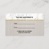 歯医者モダン大理石&リネンデンタルアポイントメント 予約カード (裏面)