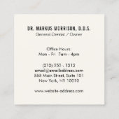 歯医者モダン歯ブラックロゴのアイボリー スクエア名刺 (裏面)