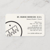 歯医者モダン歯ブラックロゴのアイボリー 名刺 (裏面)