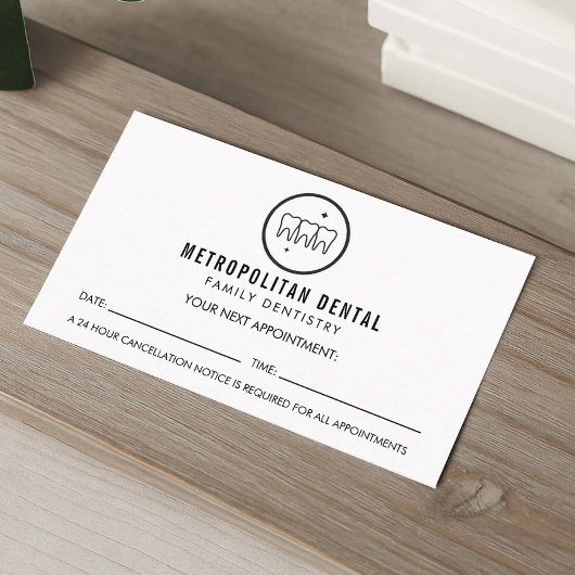 歯医者モダン歯ブラックロゴアポイントメント 名刺