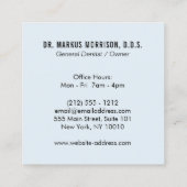 歯医者モダン歯黒ロゴ付き青 スクエア名刺 (裏面)