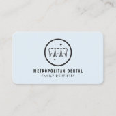 歯医者モダン歯黒ロゴ付き青 名刺 (正面)