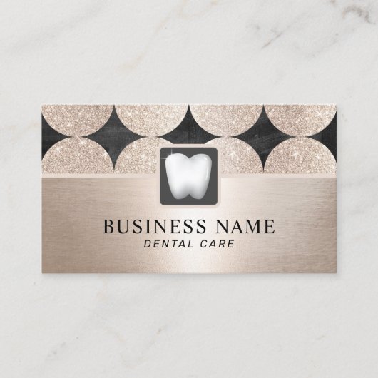 歯医者ラグジュアリージオメトリック金ゴールドサークルデンタルケア 名刺 (正面)