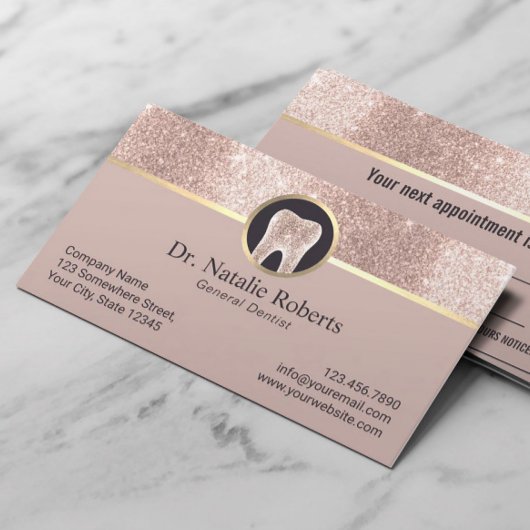 歯医者ラグジュアリーバラ金ゴールドグリッター赤面歯科 予約カード