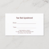 歯医者ロゴ赤面ピンクデンタルアポイントメント 予約カード (裏面)