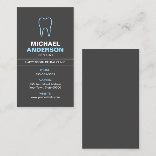 歯医者又は歯科助手、青モダンと灰色 名刺 (正面/裏面)