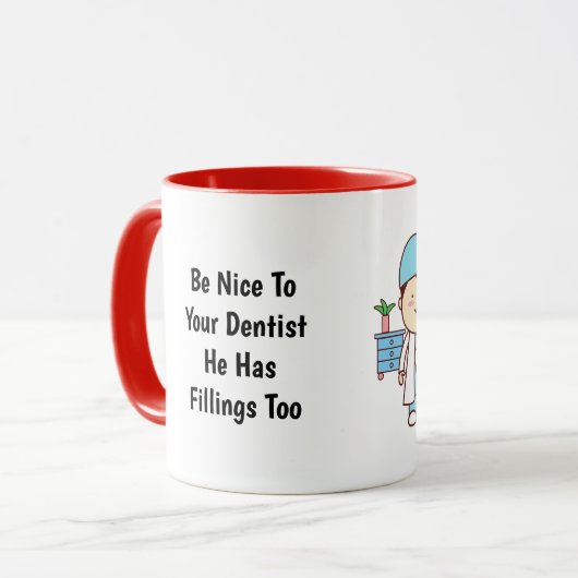 歯医者図解入りの、写真付きの用椅子 マグカップ (正面左)