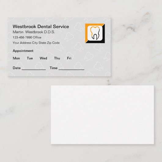 歯医者患者のアポイントメントの注意 名刺 (正面/裏面)