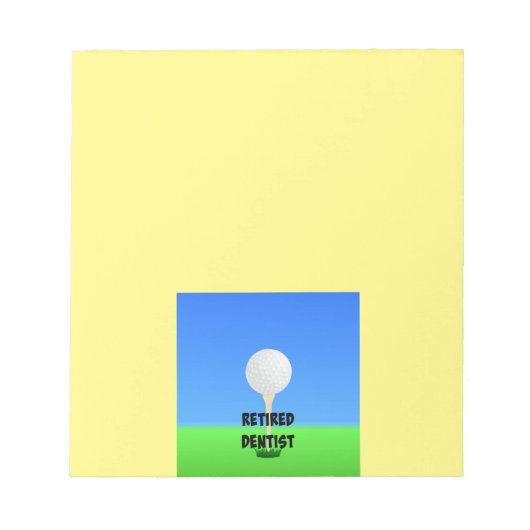 歯医者退職した – ゴルフボールオンティー ノートパッド (正面)