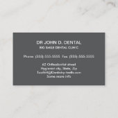 歯医者、歯のロゴ付き歯科グレーの名刺 名刺 (裏面)
