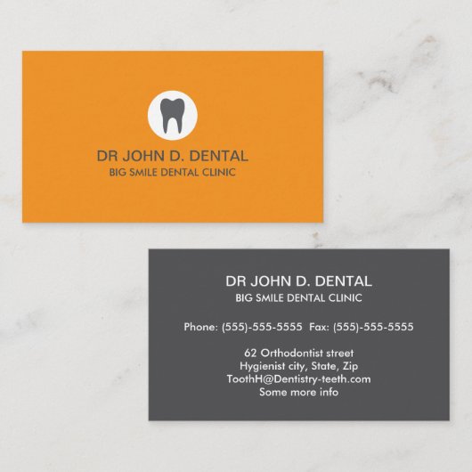 歯医者、歯のロゴ付き歯科グレーの名刺 名刺 (正面/裏面)