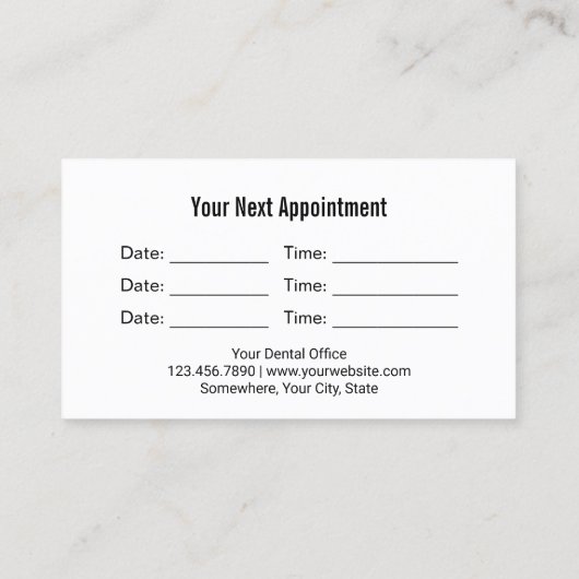 歯医者Bright Toothロゴプレーンデンタルケア 予約カード (裏面)