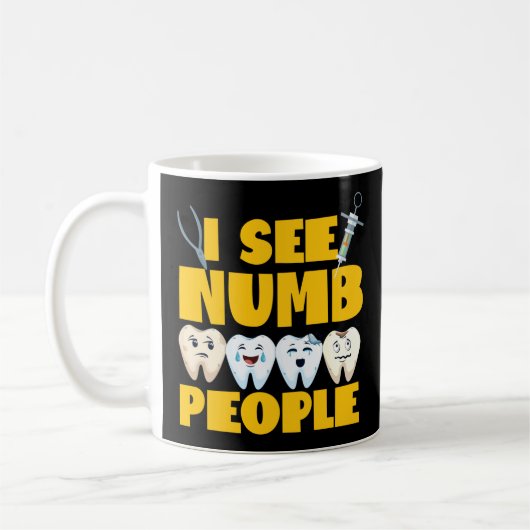 歯医者I見るNumb人の歯 コーヒーマグカップ (左)