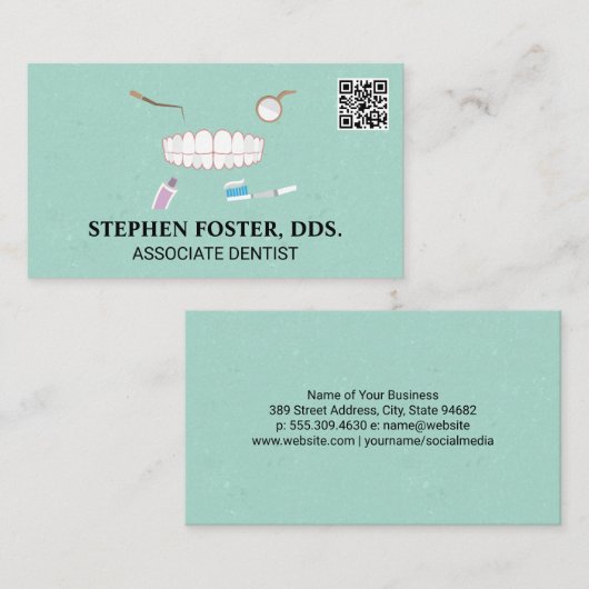 歯及び歯科用工具 | QRコード名刺 名刺 (正面/裏面)