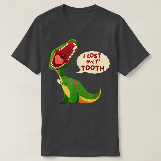 歯失ったの1番目の歯Fに燃えおもしろいる恐竜 Tシャツ (デザイン正面)