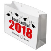 歯学部の卒業生の2018年の卒業のギフトバッグ(赤い) ラージペーパーバッグ (裏面アングル)