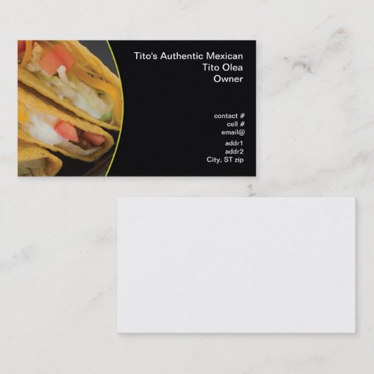 歯応えが良いタコスのクローズアップ 名刺 (正面/裏面)