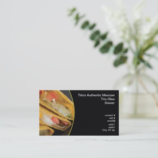 歯応えが良いタコスのクローズアップ 名刺 (スタンド正面)