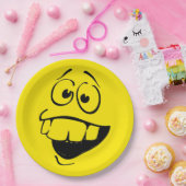 歯熱狂する顔おもしろい絵文字パーティー ペーパープレート (パーティー)