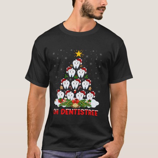 歯牙クリスマスツリー歯歯歯科医オ電通 Tシャツ (正面)