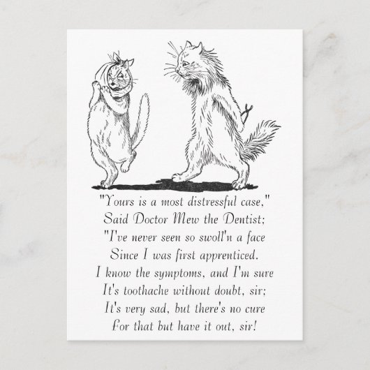 歯痛のある猫が歯医者に行く ポストカード (正面)