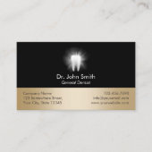 歯白熱［赤熱］光を放つブラック&金ゴールドデンタルケアアポイントメント 予約カード (正面)