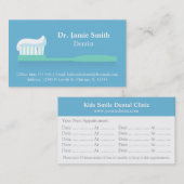 歯磨き歯ブラシ歯科名刺 予約カード (正面/裏面)