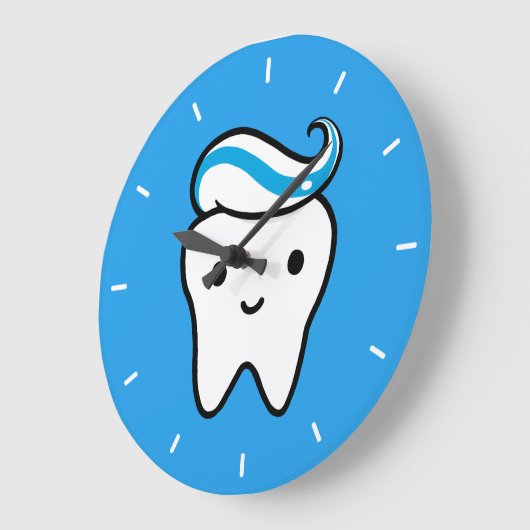 歯磨き歯付き可愛い歯歯科医院 ラージ壁時計 (傾斜)