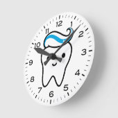 歯磨き歯付き可愛い歯 ラウンド壁時計 (傾斜)