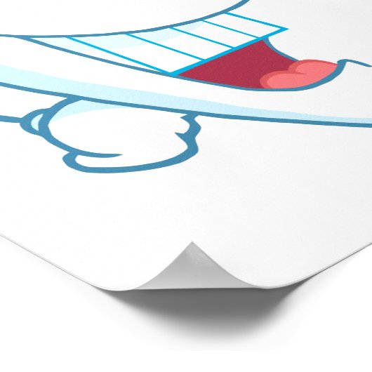 歯磨き粉を付けた笑顔の歯の漫画キャラクター ポスター (角)