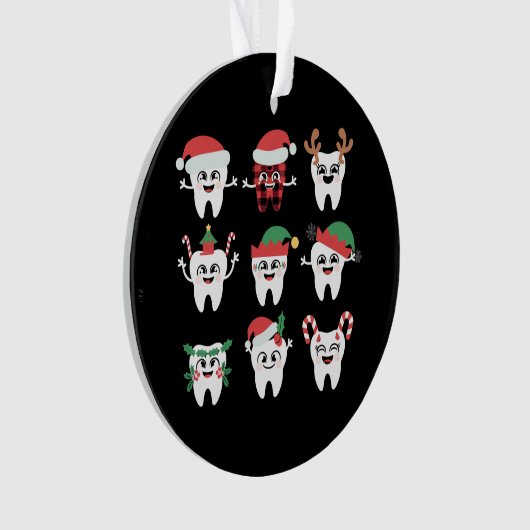 歯科おもしろいクリスマス歯かわいいクリスマス歯医者 オーナメント (正面)