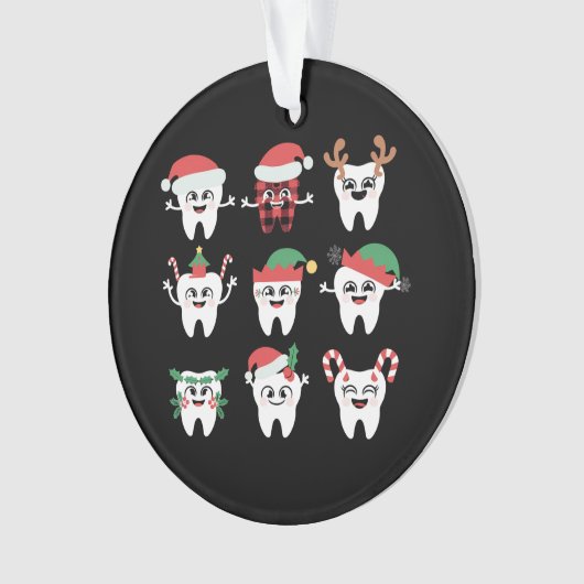 歯科おもしろいクリスマス歯かわいいクリスマス歯医者 オーナメント (正面)