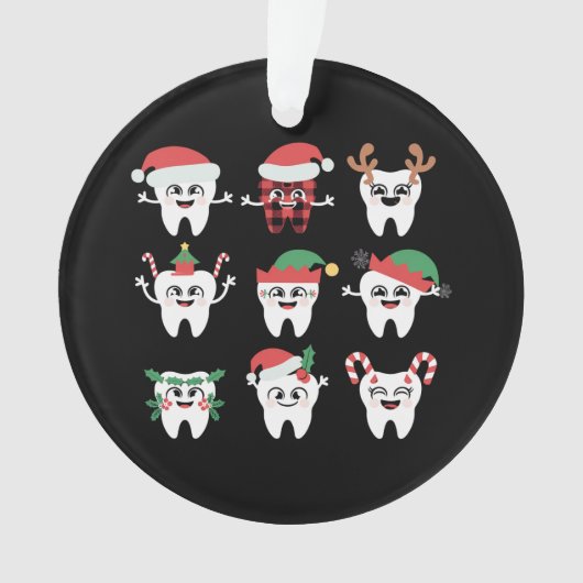 歯科おもしろいクリスマス歯かわいいクリスマス歯医者 オーナメント (正面)