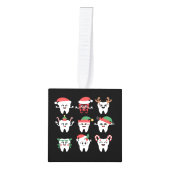 歯科おもしろいクリスマス歯かわいいクリスマス歯医者 キューブオーナメント (正面)