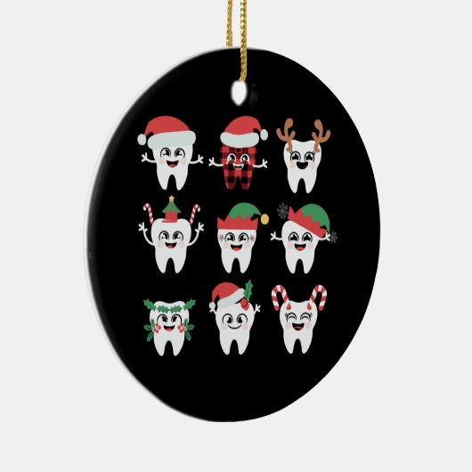 歯科おもしろいクリスマス歯かわいいクリスマス歯医者 セラミックオーナメント (右)