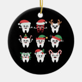 歯科おもしろいクリスマス歯かわいいクリスマス歯医者 セラミックオーナメント (正面)