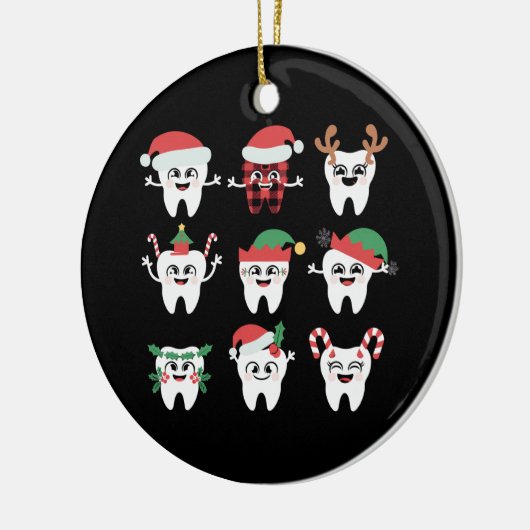 歯科おもしろいクリスマス歯かわいいクリスマス歯医者 セラミックオーナメント (左)
